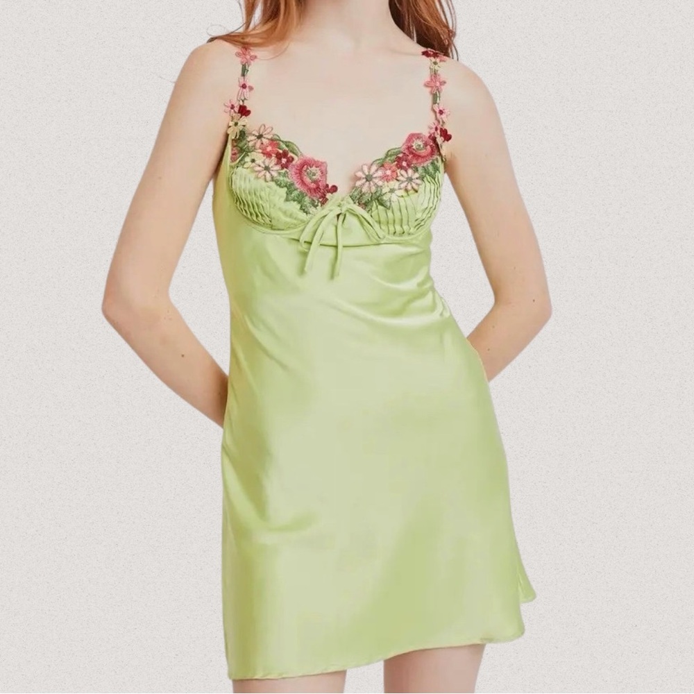 Luxe Satin Dress with Floral Accents